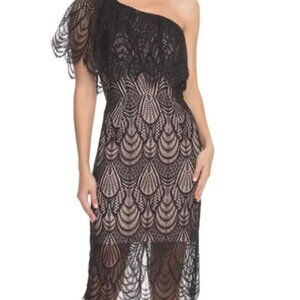 Dress The Population Black Violet One Shoulder Dress